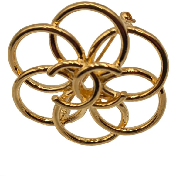 #5 Chanel Flower Brooch Centered with CC Logo, 1996